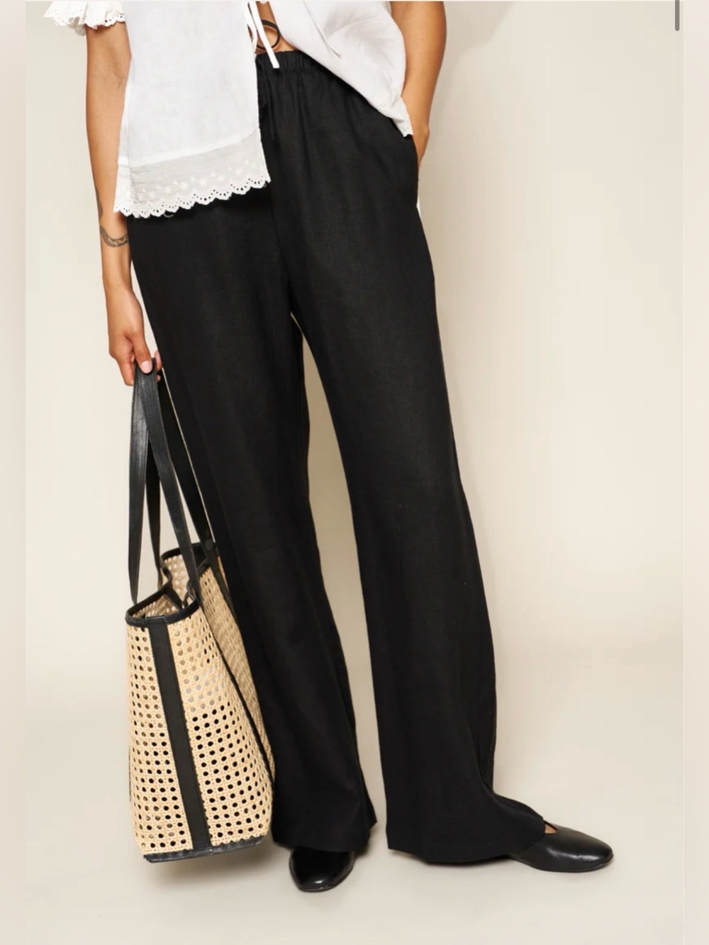 Linen Crush Pant in Black Linen